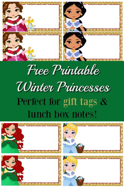 Free Printable Holiday Princess Lunch Box Notes or Gift Tags Free Printable Holiday Princess Lunch Box Notes or Gift Tags