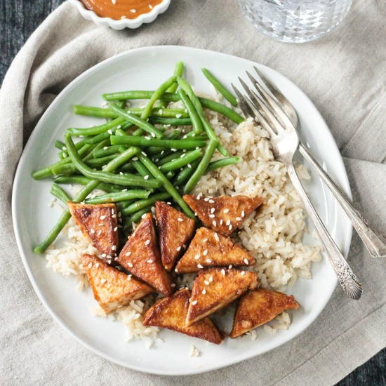 Peanut Satay Tofu Triangles Peanut Satay Tofu Triangles