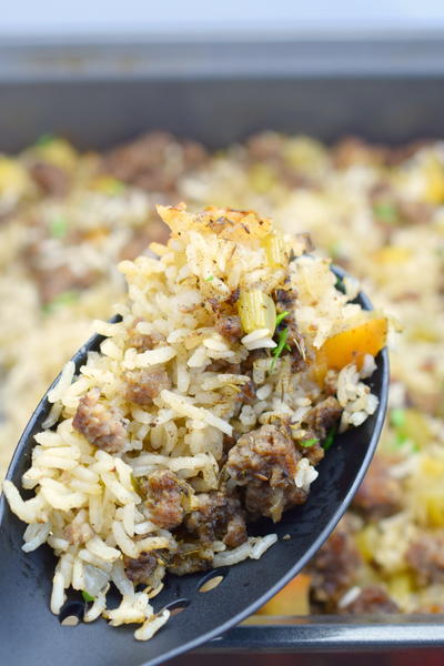 Savory Sausage Apple Rice Casserole Savory Sausage & Apple Rice Casserole