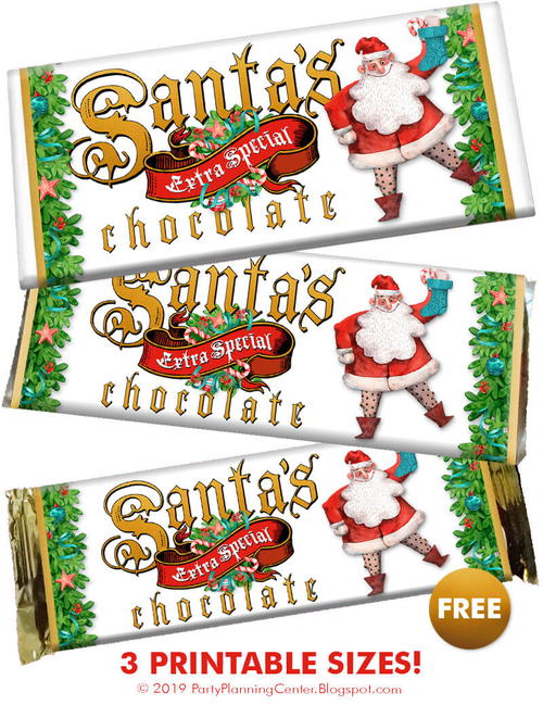 Cheerful Santa Christmas Candy Bar Wrapper Cheerful Santa Christmas Candy Bar Wrapper