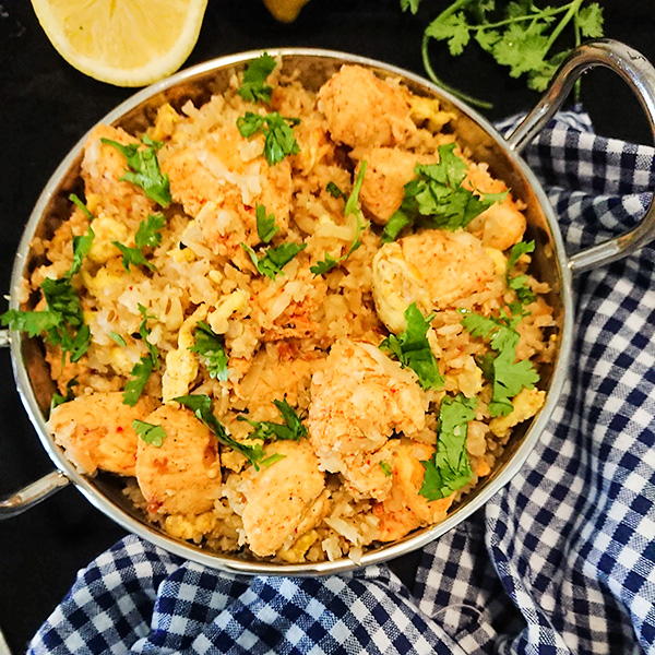 Cauliflower rice with masala chicken