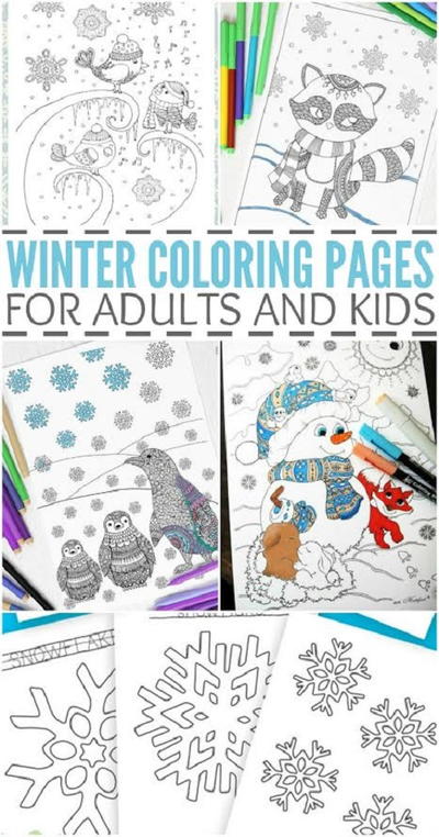 Winter Coloring Pages for Kids and Adults Winter Coloring Pages for Kids and Adults