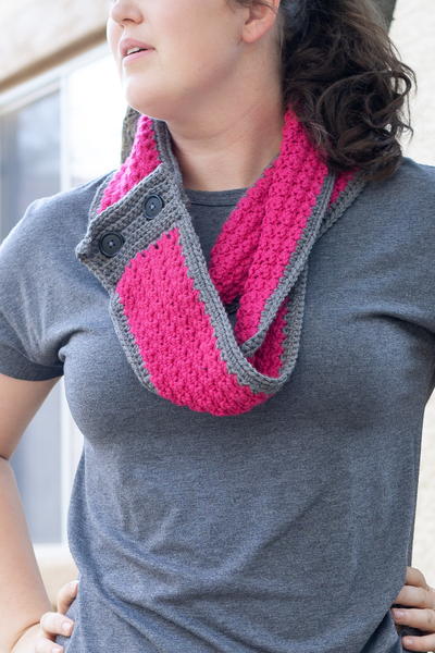 Textured Buttoned Infinity Scarf