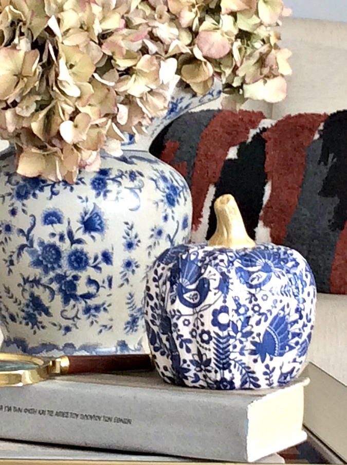 Chinoiserie Style Blue and White Pumpkins DIY | FaveCrafts.com