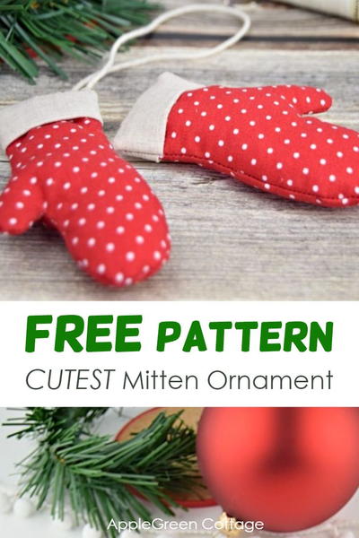 The Cutest Mitten Ornament - Free Pattern in 3 Sizes The Cutest Mitten Ornament - Free Pattern in 3 Sizes
