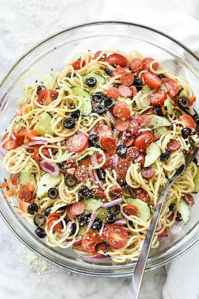 How to Make Recipe for Spaghetti Salad with Black Olives
