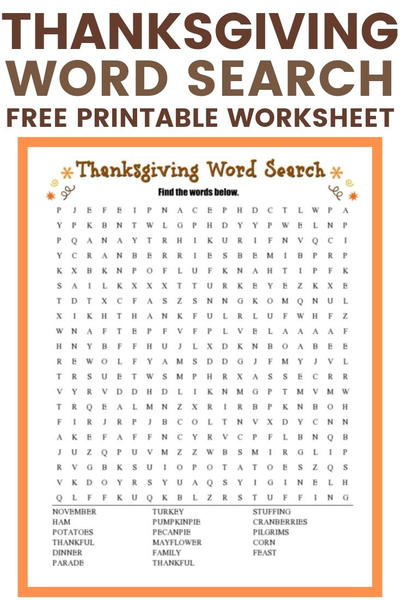 Thanksgiving Word Search Printable