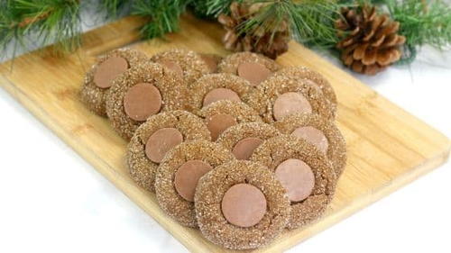 Soft Chocolate Gingerbread Thumbprint Cookies