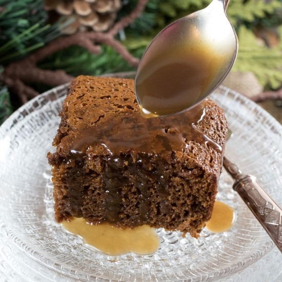 Warm Gingerbread Cake With Calvados Caramel Sauce Warm Gingerbread Cake With Calvados Caramel Sauce.