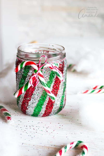 Candy Cane Mason Jar Luminary Candy Cane Mason Jar Luminary