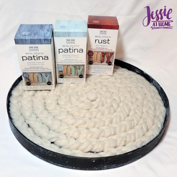 Faux Metal Tray With Yarn Lining Faux Metal Tray With Yarn Lining