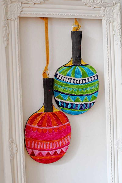 Upcycled Ping Pong Bats Wall Decoration Upcycled Ping Pong Bats Wall Decoration