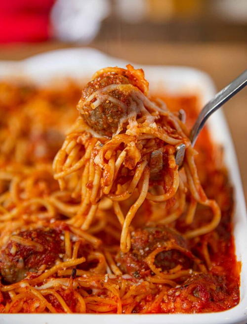 Baked Spaghetti And Meatballs Baked Spaghetti And Meatballs