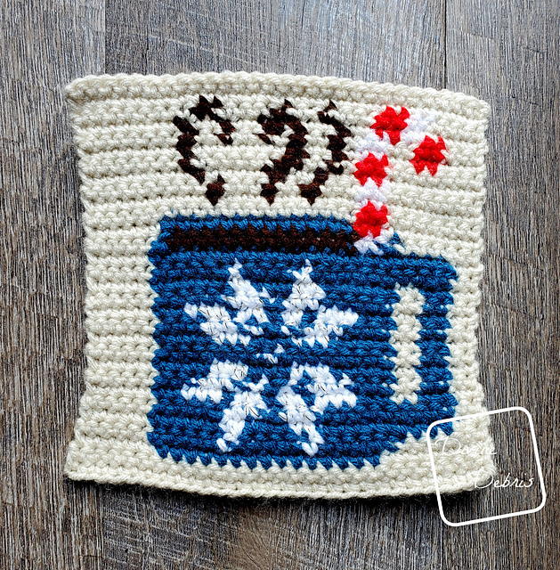 8 Tapestry Peppermint Latte Afghan Square 8″ Tapestry Peppermint Latte Afghan Square