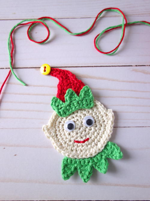 Crochet Elf Christmas Ornament Or Applique Crochet Elf Christmas Ornament Or Applique