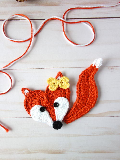 Crochet Heart Fox Applique Crochet Heart Fox Applique