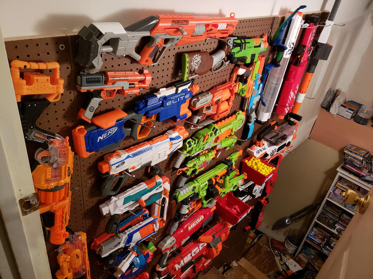 DIY Pegboard Nerf Wall | DIYIdeaCenter.com