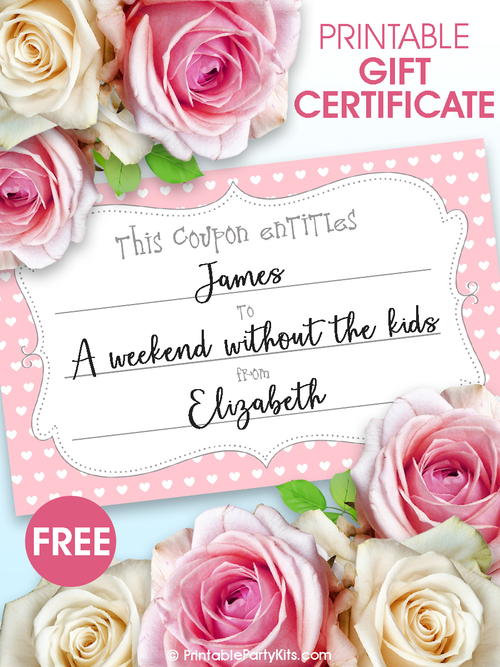 Free Printable Gift Certificate Free Printable Gift Certificate