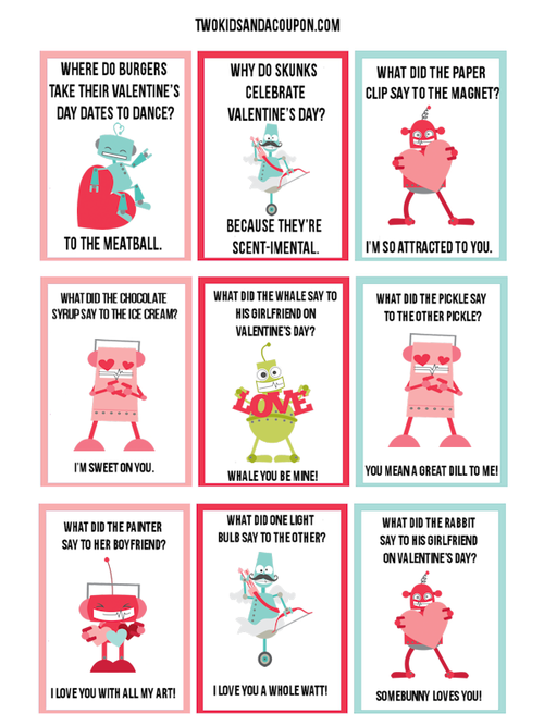 Free Kids Printable Robot Valentines And Lunchbox Jokes Free Kids Printable Robot Valentines And Lunchbox Jokes