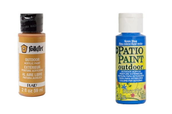 Two manufacturers produce outdoor paints: Folk Art and Patio Paint