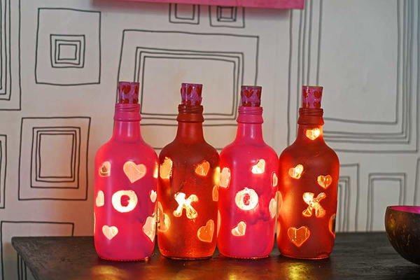 Upcycled Valentines Bottle Lights Upcycled Valentines Bottle Lights