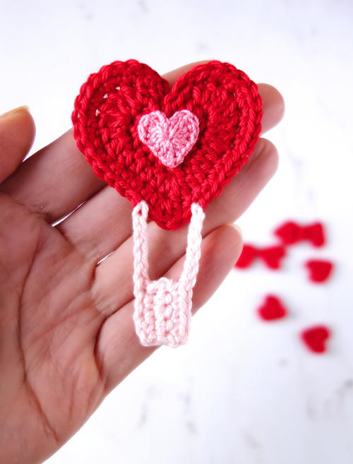 Crochet Heart Air Balloon Applique Crochet Heart Air Balloon Applique