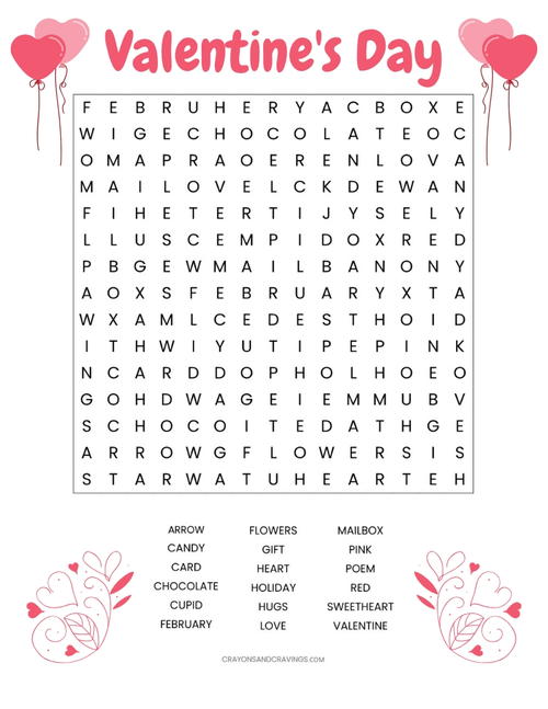 Valentines Day Word Search Printable Valentine’s Day Word Search Printable