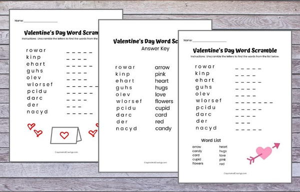 Valentines Day Word Scramble Printable Valentine’s Day Word Scramble Printable
