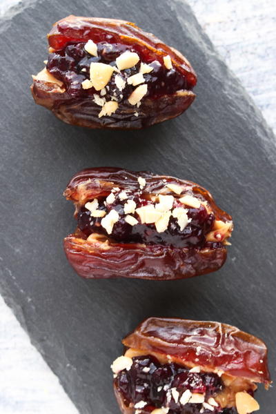 Peanut Butter And Jelly Stuffed Dates