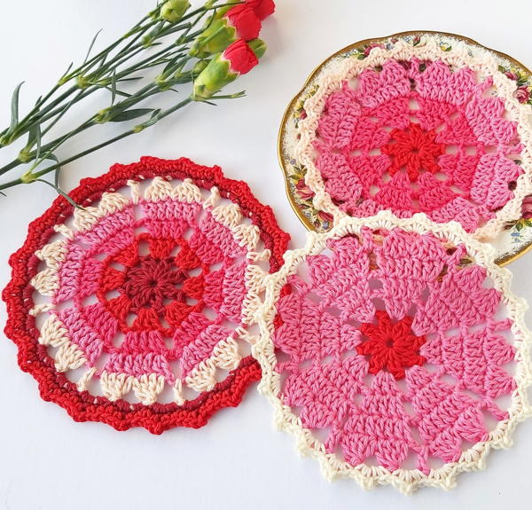 Crochet Heart Coaster Crochet Heart Coaster