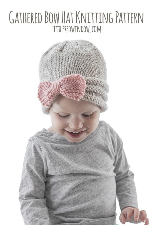 Gathered Bow Hat Knitting Pattern Gathered Bow Hat Knitting Pattern