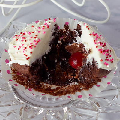Brownie Cupcakes With Chocolate Covered Cherries