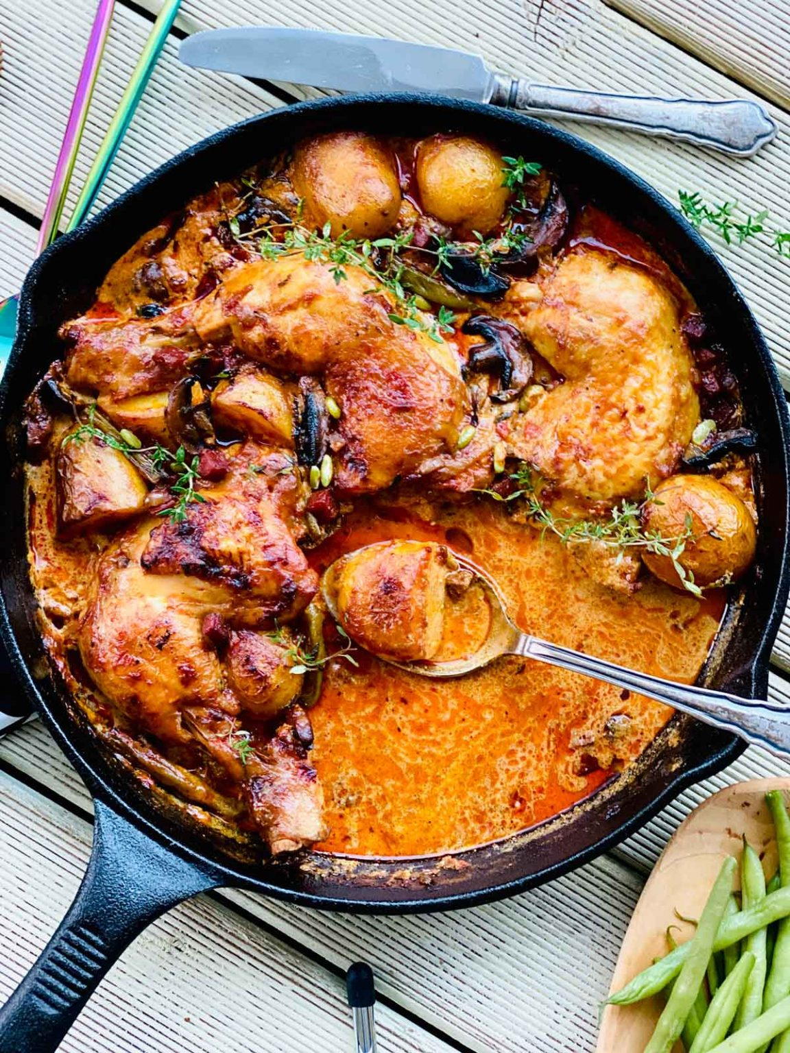 one-pot-chicken-chorizo-and-nduja-bake-allfreecasserolerecipes