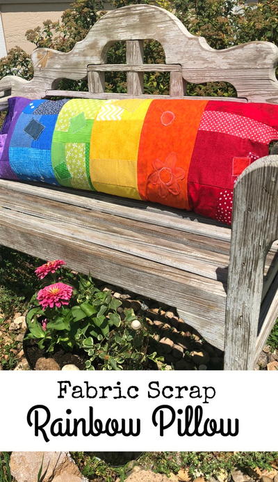 Fabric Scrap Rainbow Pillow Fabric Scrap Rainbow Pillow