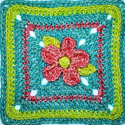 Five Petal Flower Afghan Square
