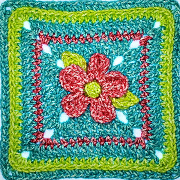 Five Petal Flower Afghan Square