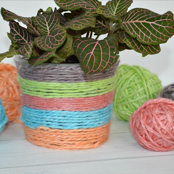 Kool Aid Dyed Yarn Plant Pot Kool Aid Dyed Yarn Plant Pot