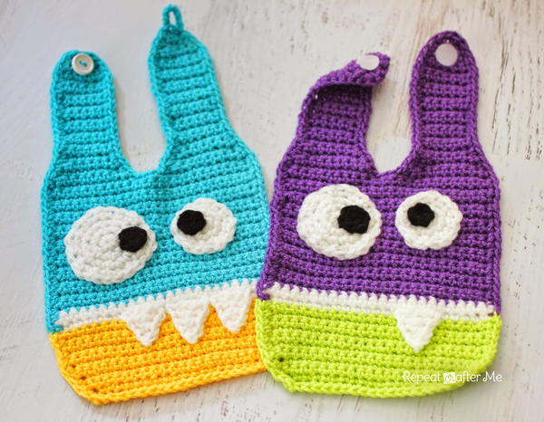 Crochet Monster Baby Bibs Crochet Monster Baby Bibs