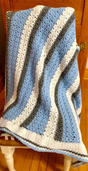 Classy Crochet Textured Blanket In Blue Classy Crochet Textured Blanket In Blue