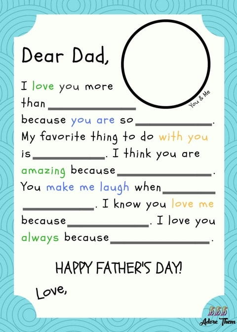Printable Fathers Day Madlib Letter Printable Father's Day Madlib Letter