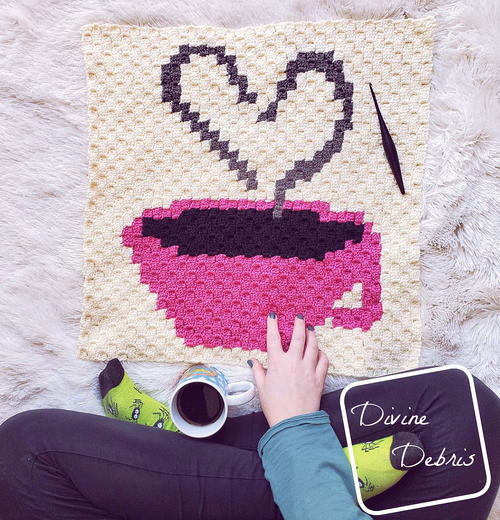 C2c Heart And Coffee Cup Afghan Square C2c Heart And Coffee Cup Afghan Square