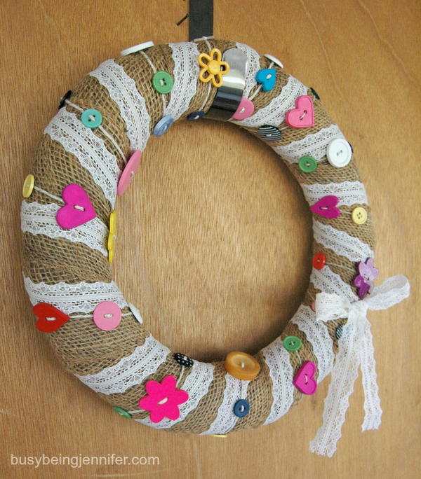 Burlap Lace And Buttons Wreath Burlap, Lace And Buttons Wreath