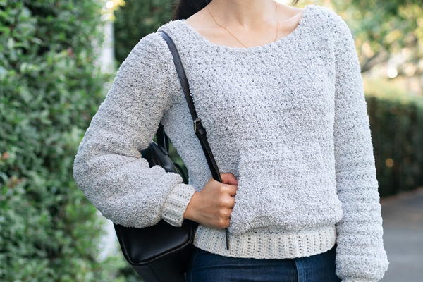 Teddy Fleece Crochet Sweater With Front Pocket Teddy Fleece Crochet Sweater With Front Pocket