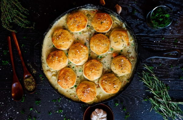 Cast Iron Chicken Pot Pie With Biscuits Cast Iron Chicken Pot Pie With Biscuits