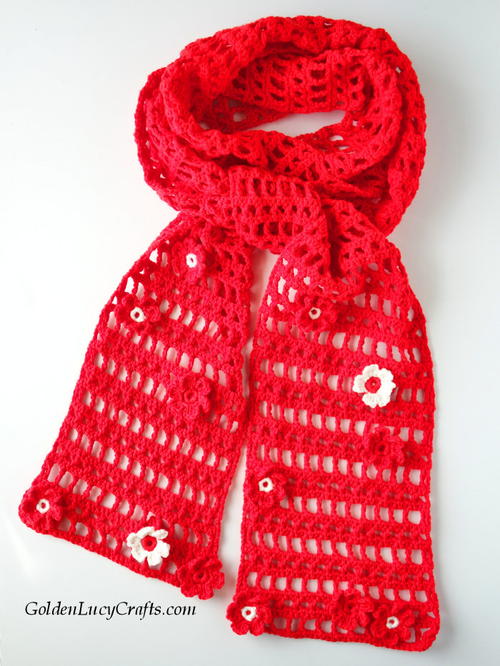 Crochet Lace Floral Scarf Crochet Lace Floral Scarf