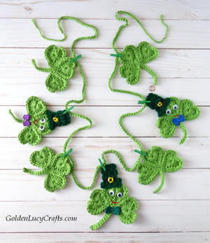 Crochet Shamrock Garland For St. Patrick’s Day