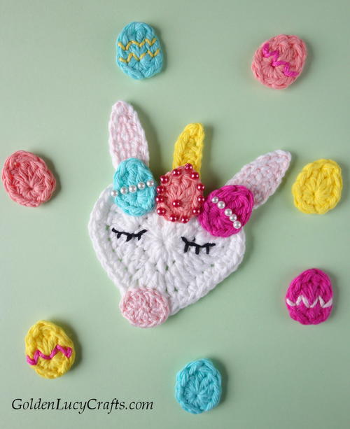 Crochet Easter Unicorn Applique Crochet Easter Unicorn Applique
