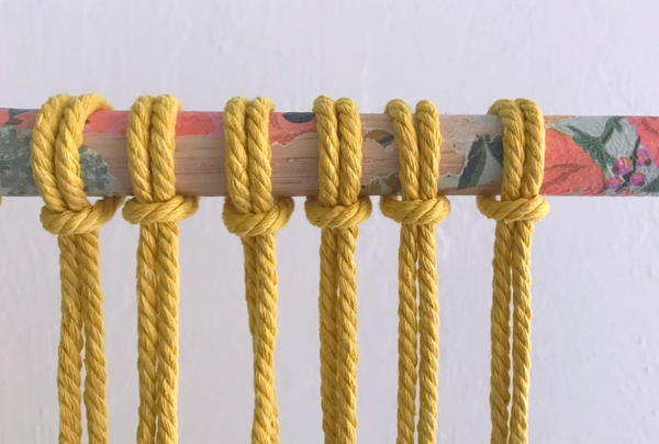 Decoupaged Macrame Pole Decoupaged Macrame Pole