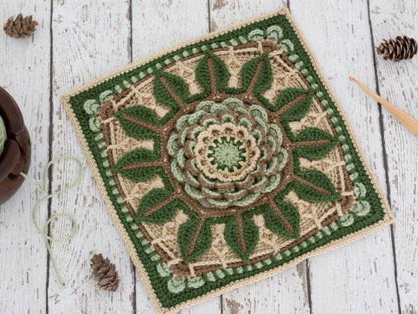 Desert Rose 12 Afghan Square Desert Rose 12" Afghan Square