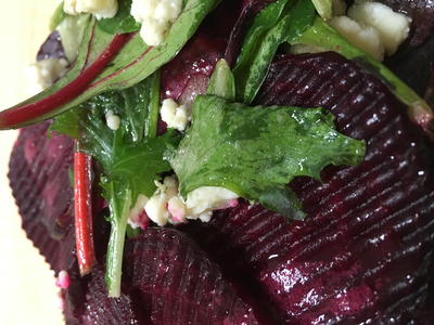 Roasted Beet Salad With Beet Greens And Feta